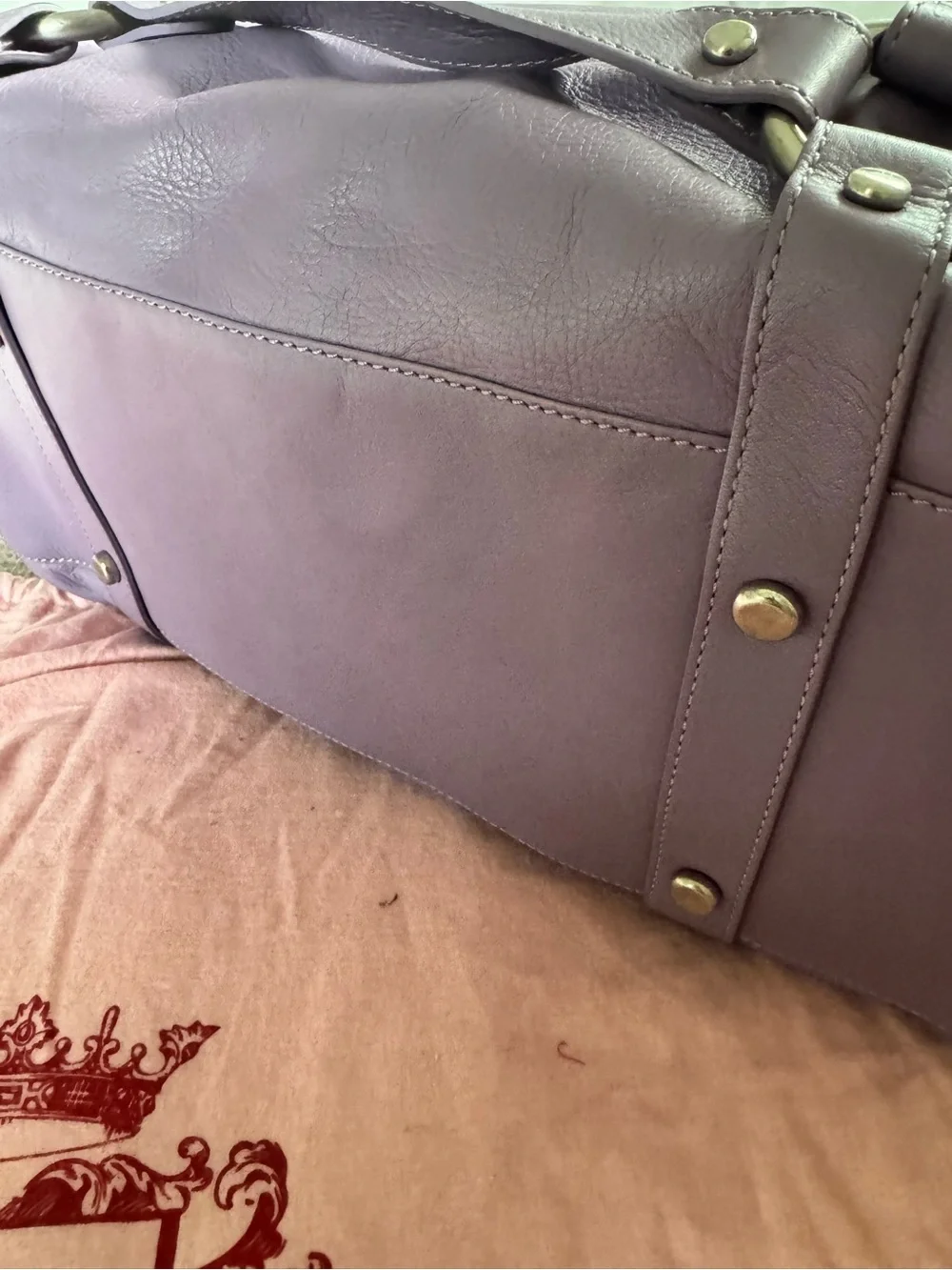 LavenderJuicy Couture B*rkin Style Leather Satchel Handbag with J Lock